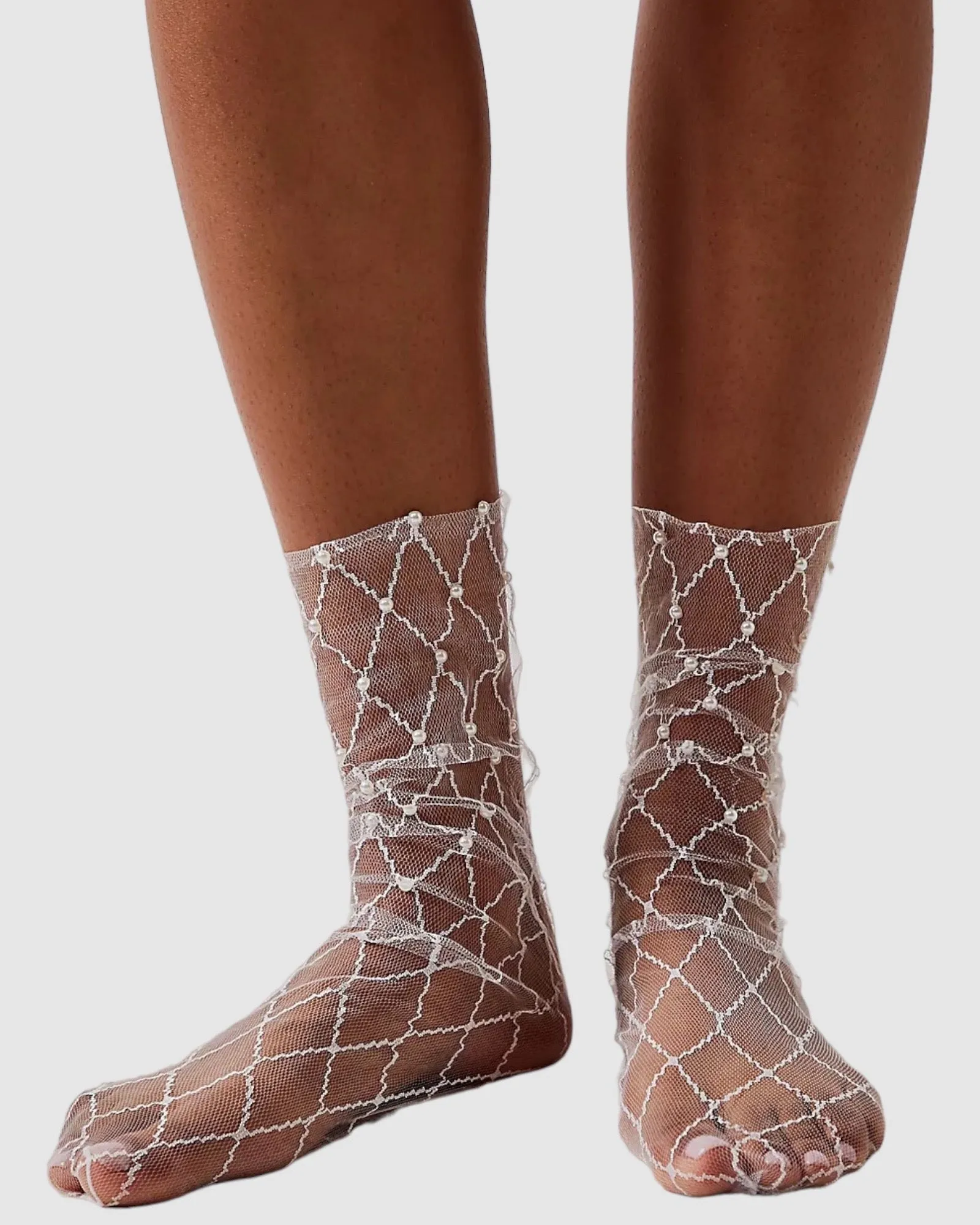 Diamonds and Pearls Socks - White