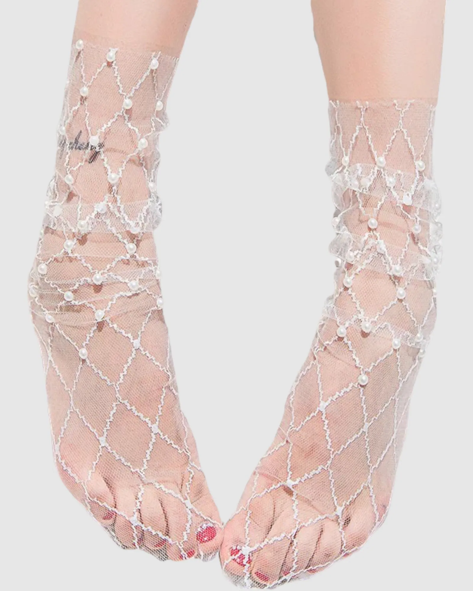 Diamonds and Pearls Socks - White