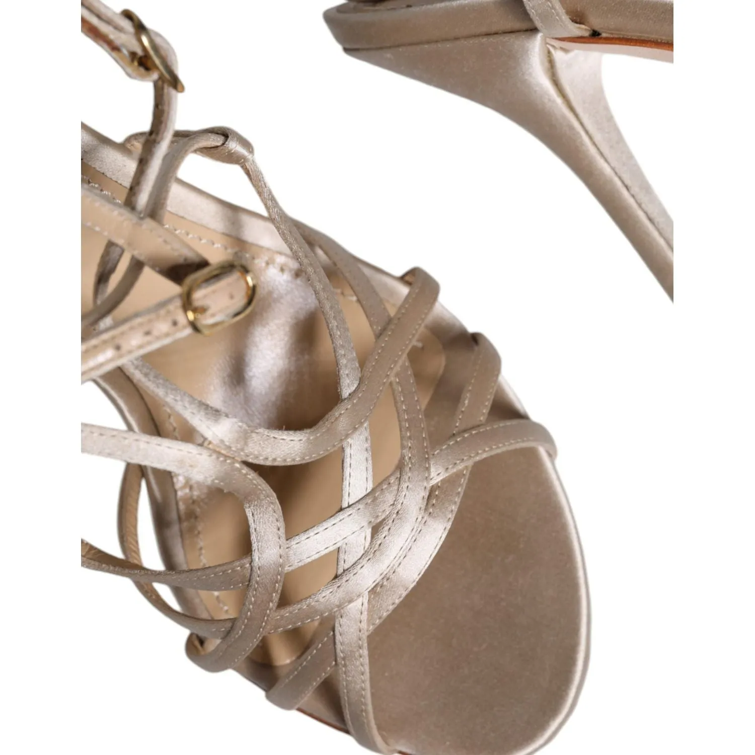 Dolce & Gabbana Beige Leather Stiletto Heels Sandals Shoes