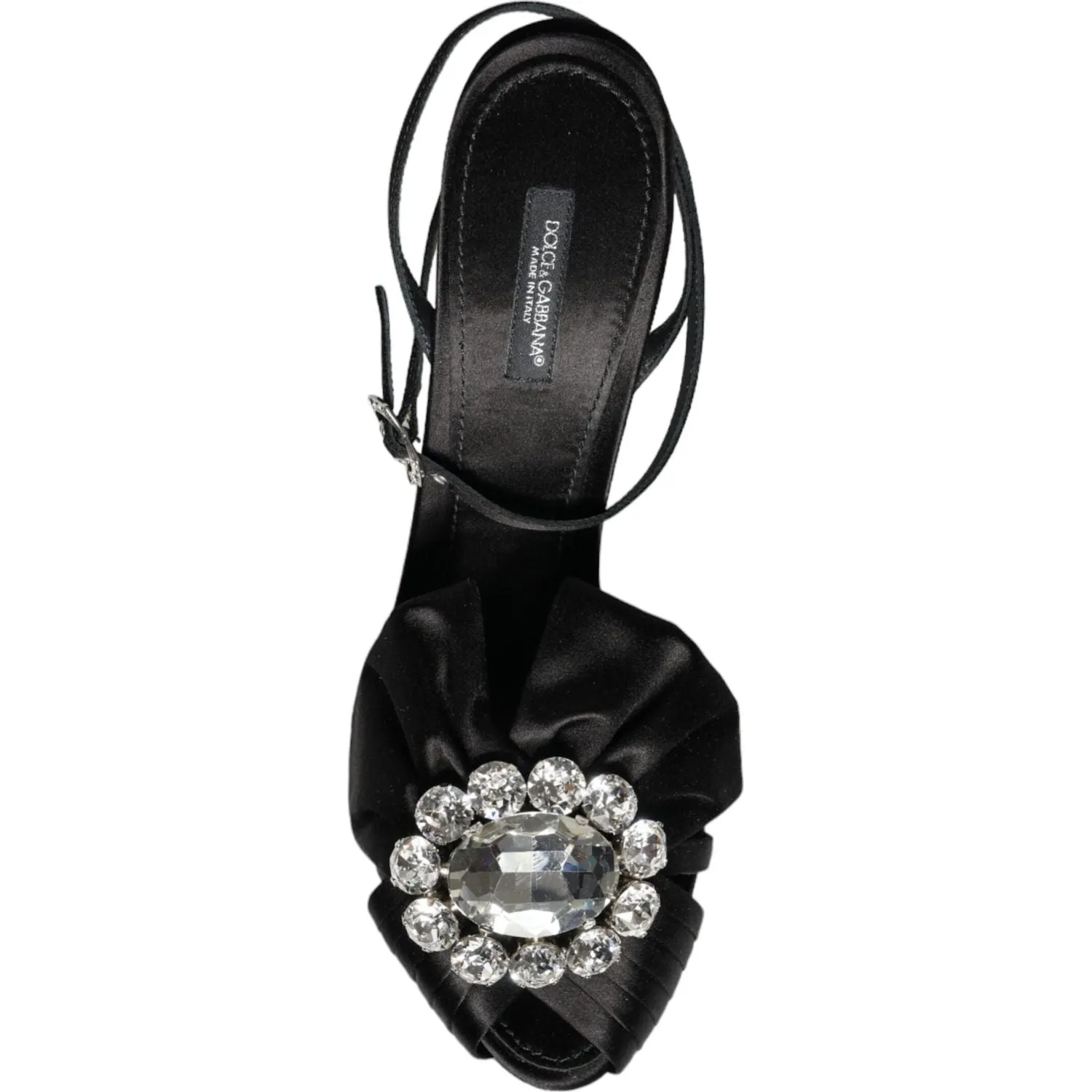 Dolce & Gabbana Black Crystal Ankle Strap Sandals Shoes