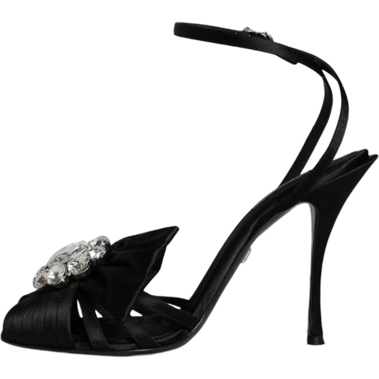 Dolce & Gabbana Black Crystal Ankle Strap Sandals Shoes