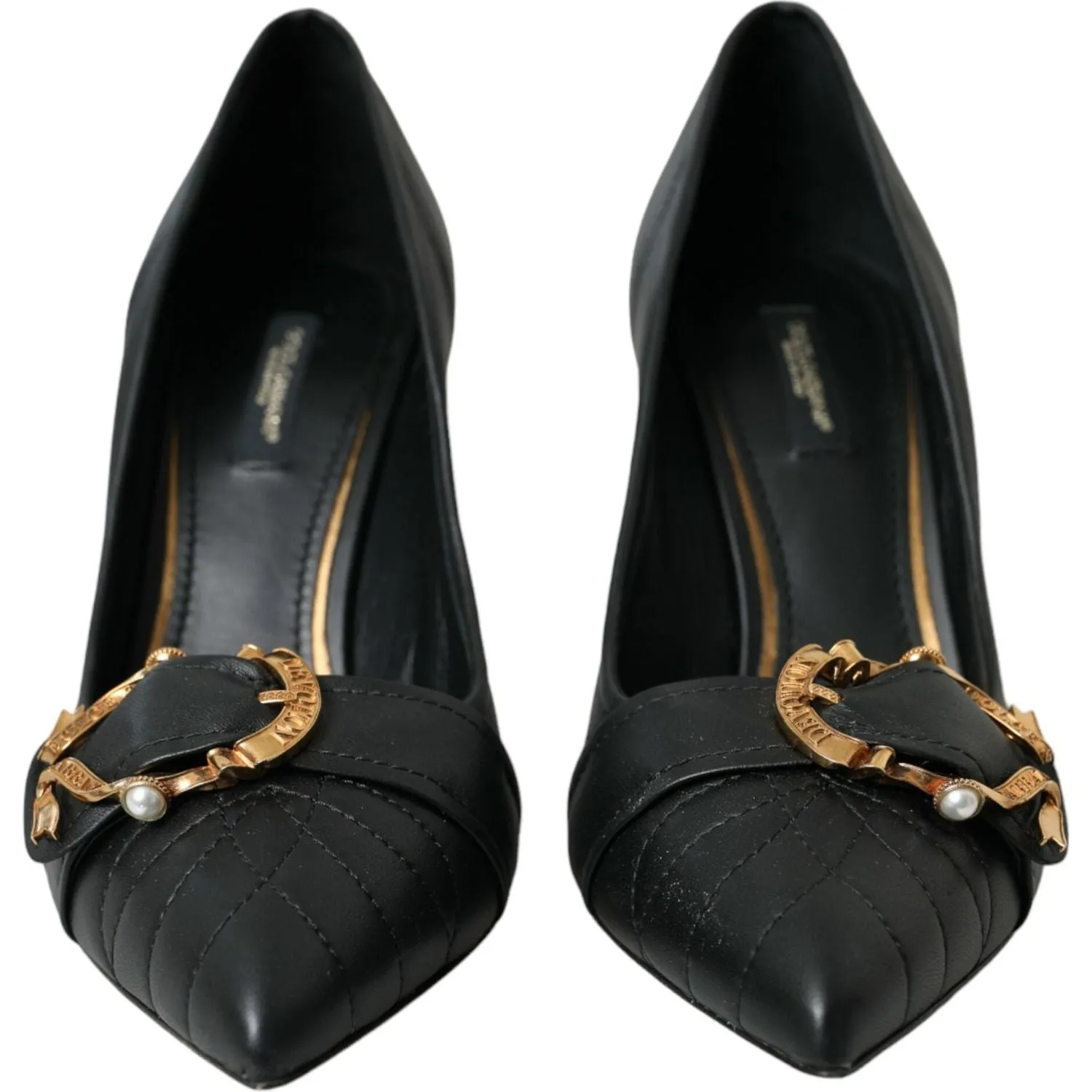 Dolce & Gabbana Black Devotion Leather Heels Pumps Shoes