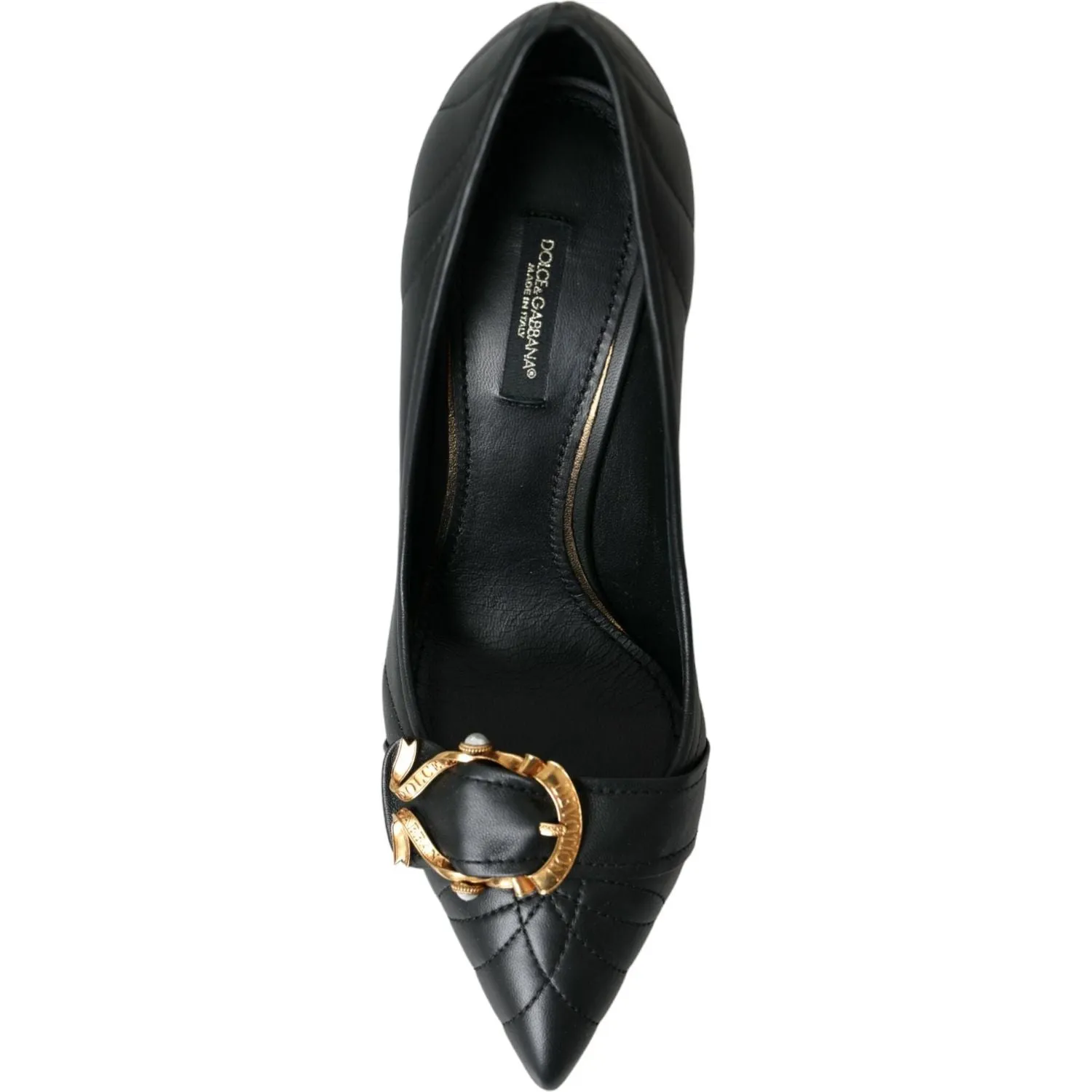 Dolce & Gabbana Black Devotion Leather Heels Pumps Shoes