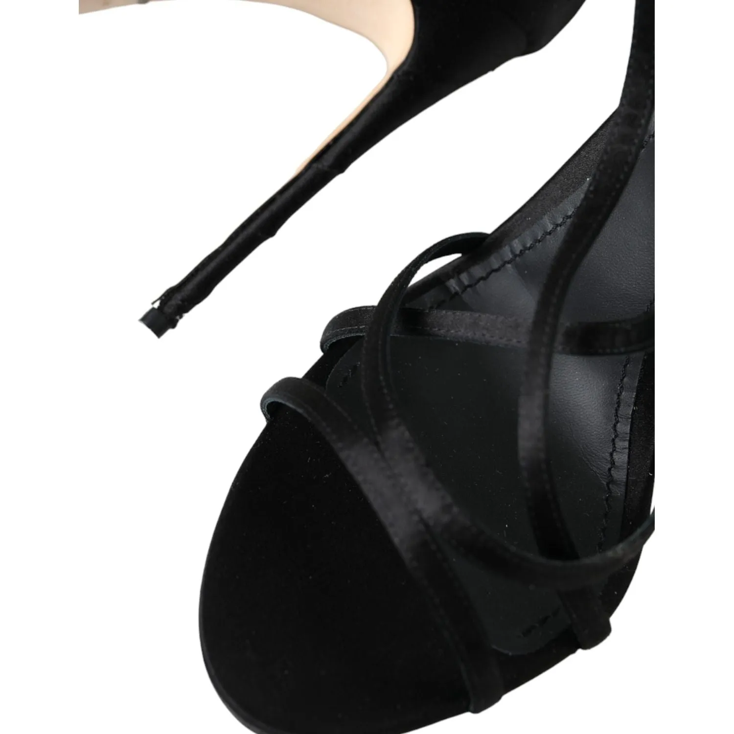 Dolce & Gabbana Black Keira Satin Heels Sandals Shoes