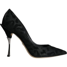 Dolce & Gabbana Black Leopard Lurex High Heels Pumps Shoes