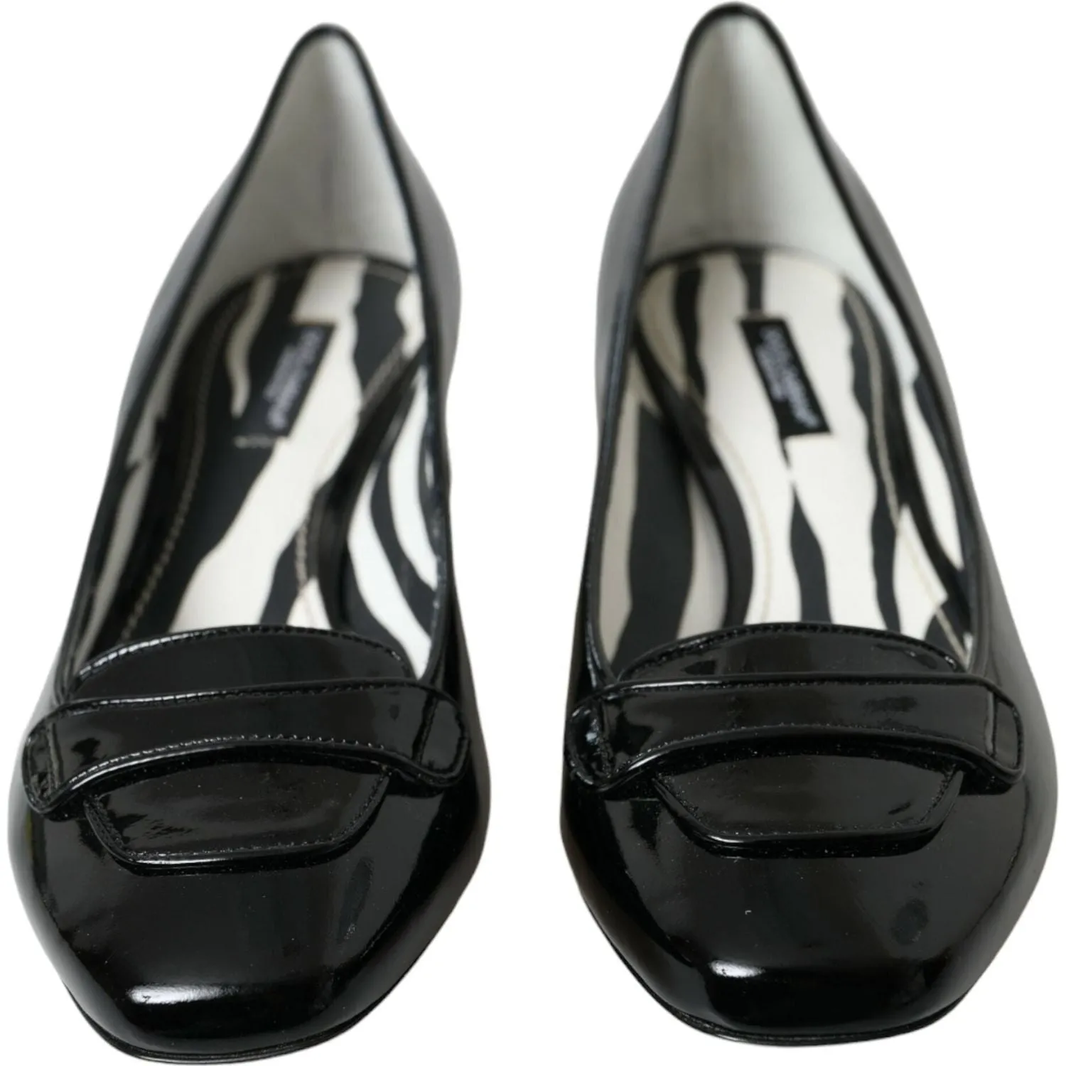 Dolce & Gabbana Black Patent Leather Block Heels Pumps Shoes