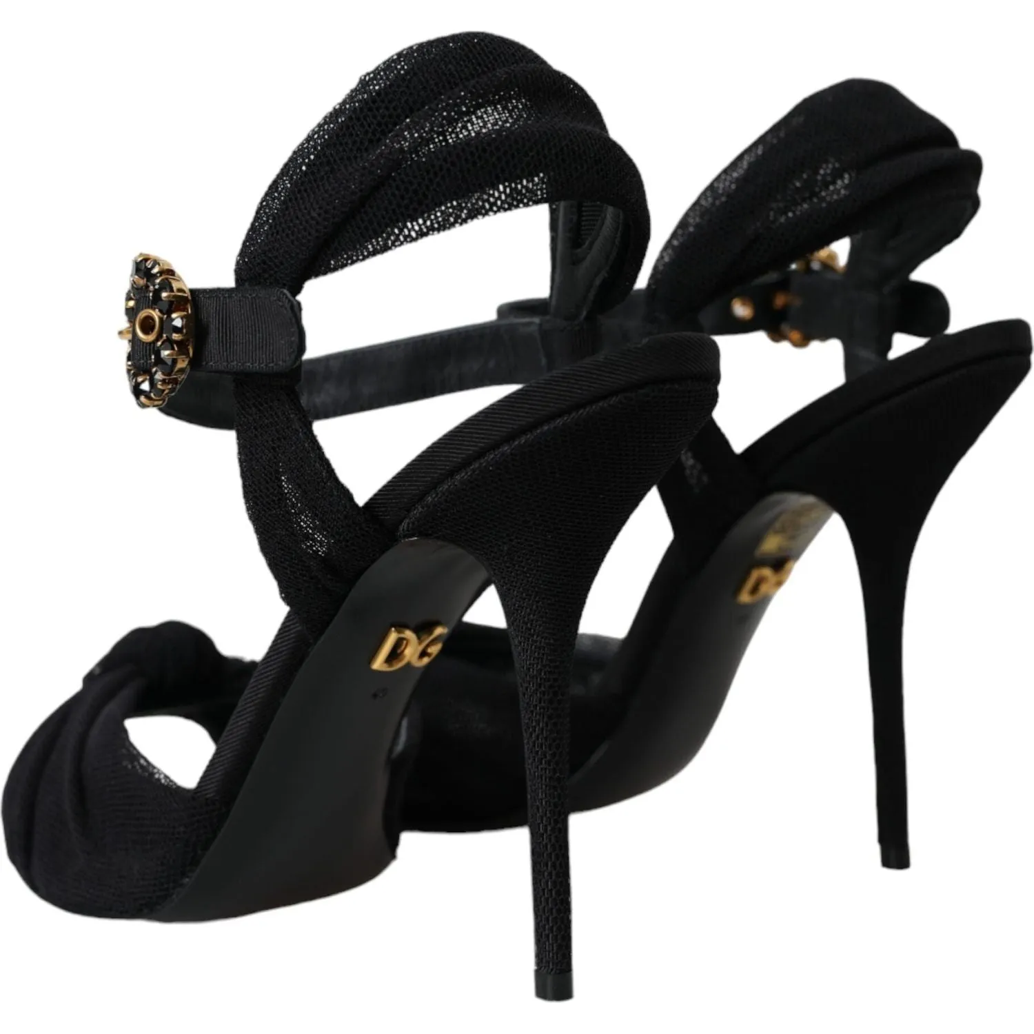 Dolce & Gabbana Black Suede Crystals Keira Sandals Shoes