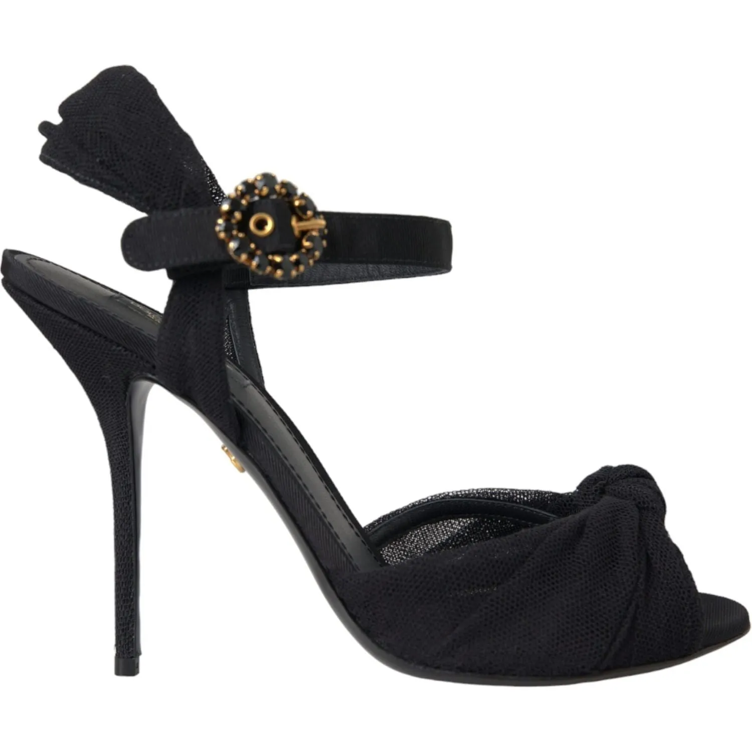 Dolce & Gabbana Black Suede Crystals Keira Sandals Shoes