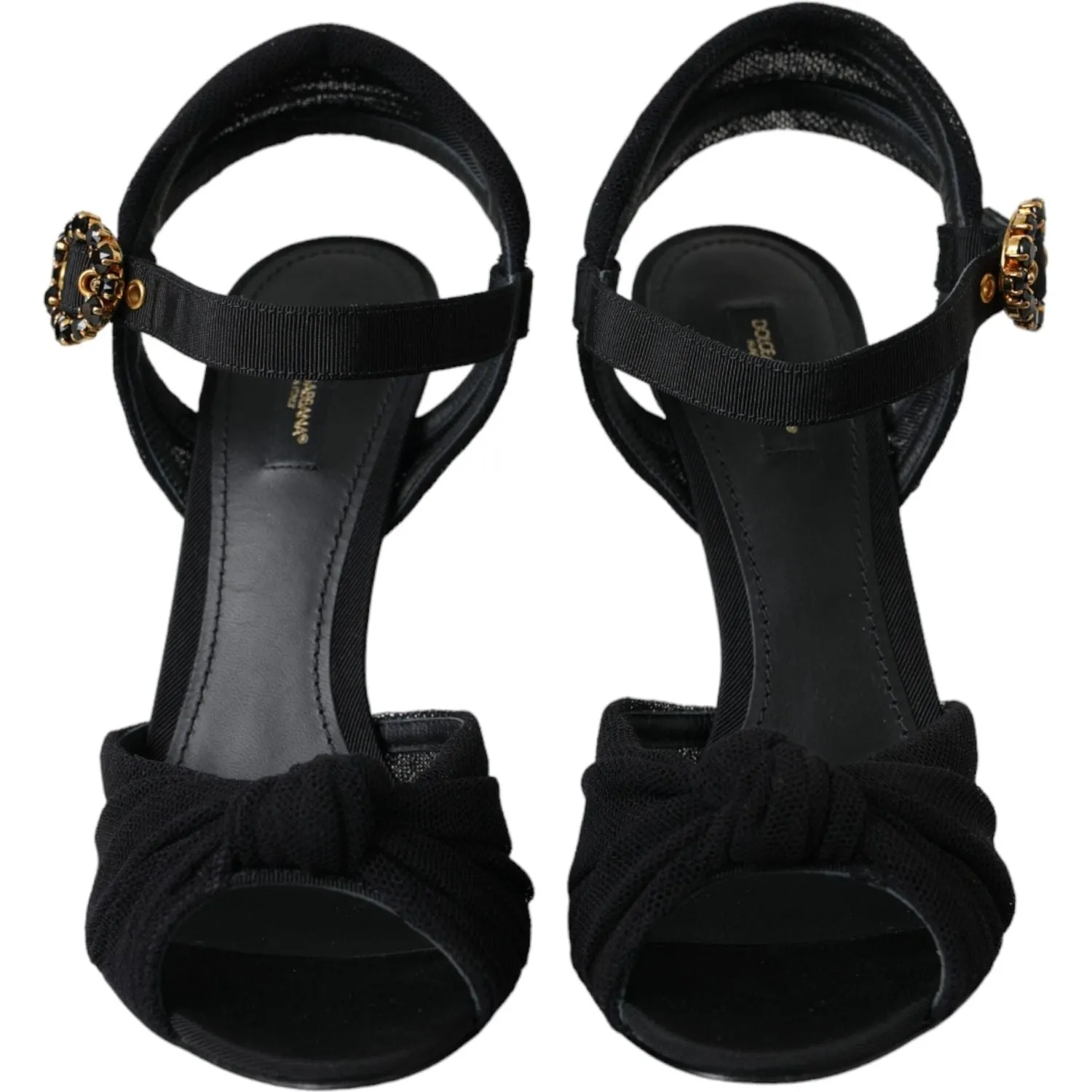 Dolce & Gabbana Black Suede Crystals Keira Sandals Shoes