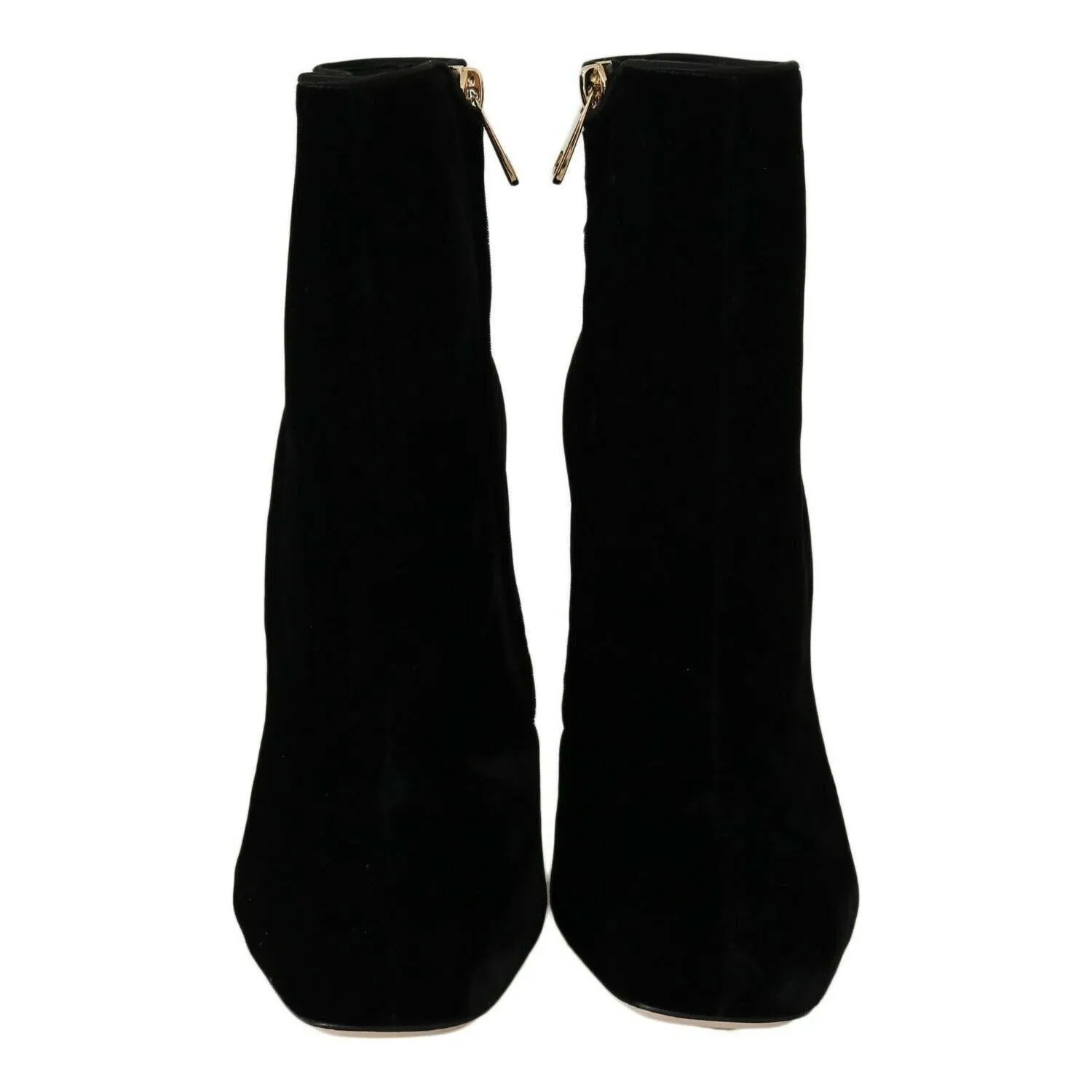 Dolce & Gabbana Elegant Velvet Ankle Boots with Crystal Heels