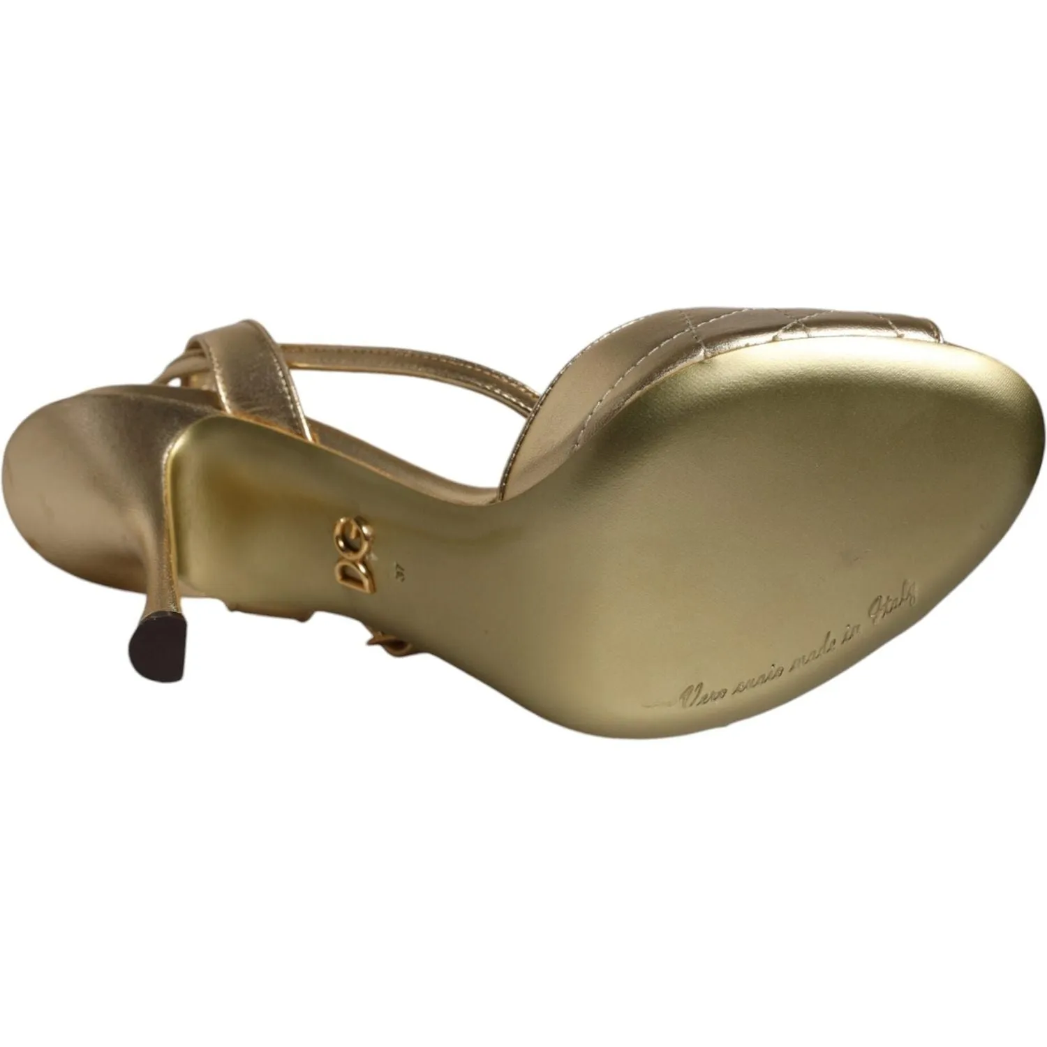 Dolce & Gabbana Gold Devotion Embellished Keira Sandals Shoes