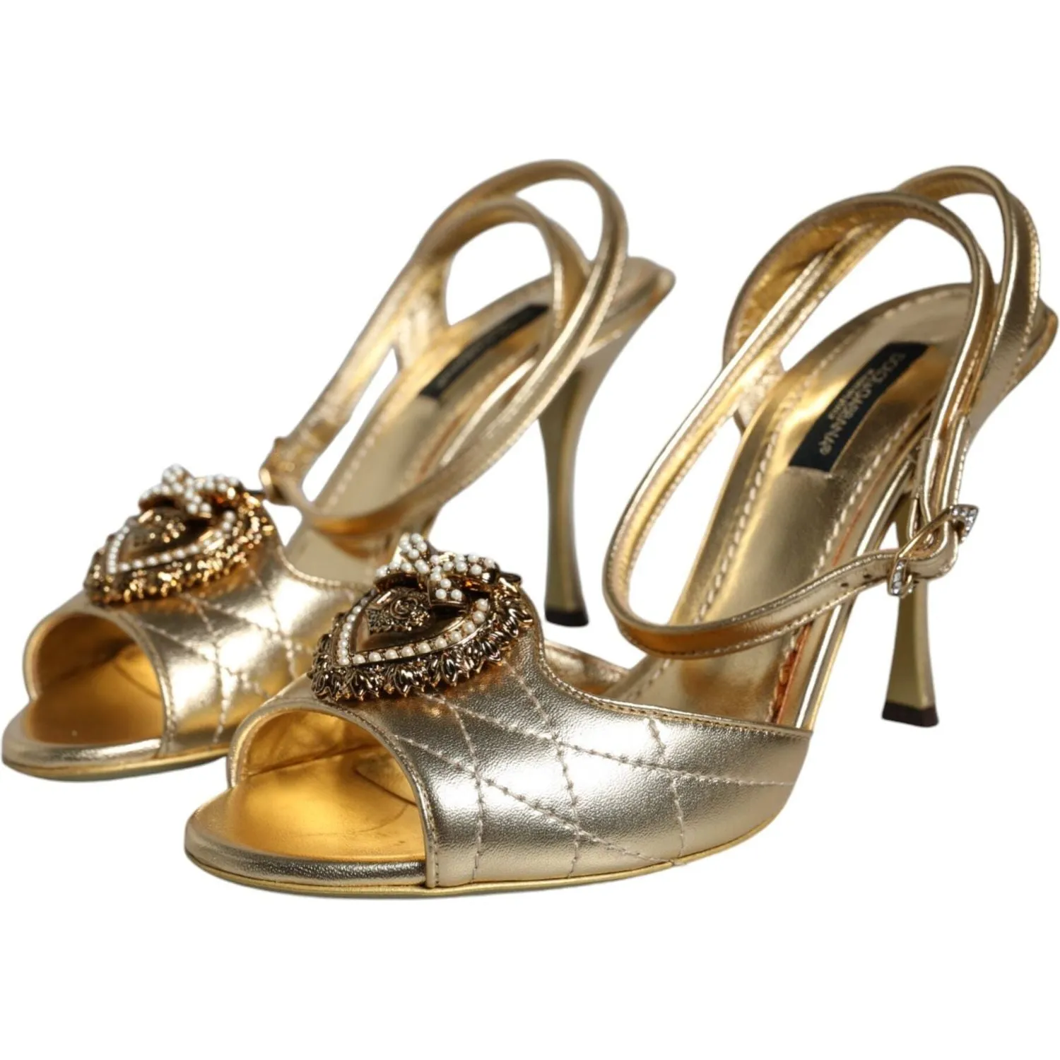 Dolce & Gabbana Gold Devotion Embellished Keira Sandals Shoes