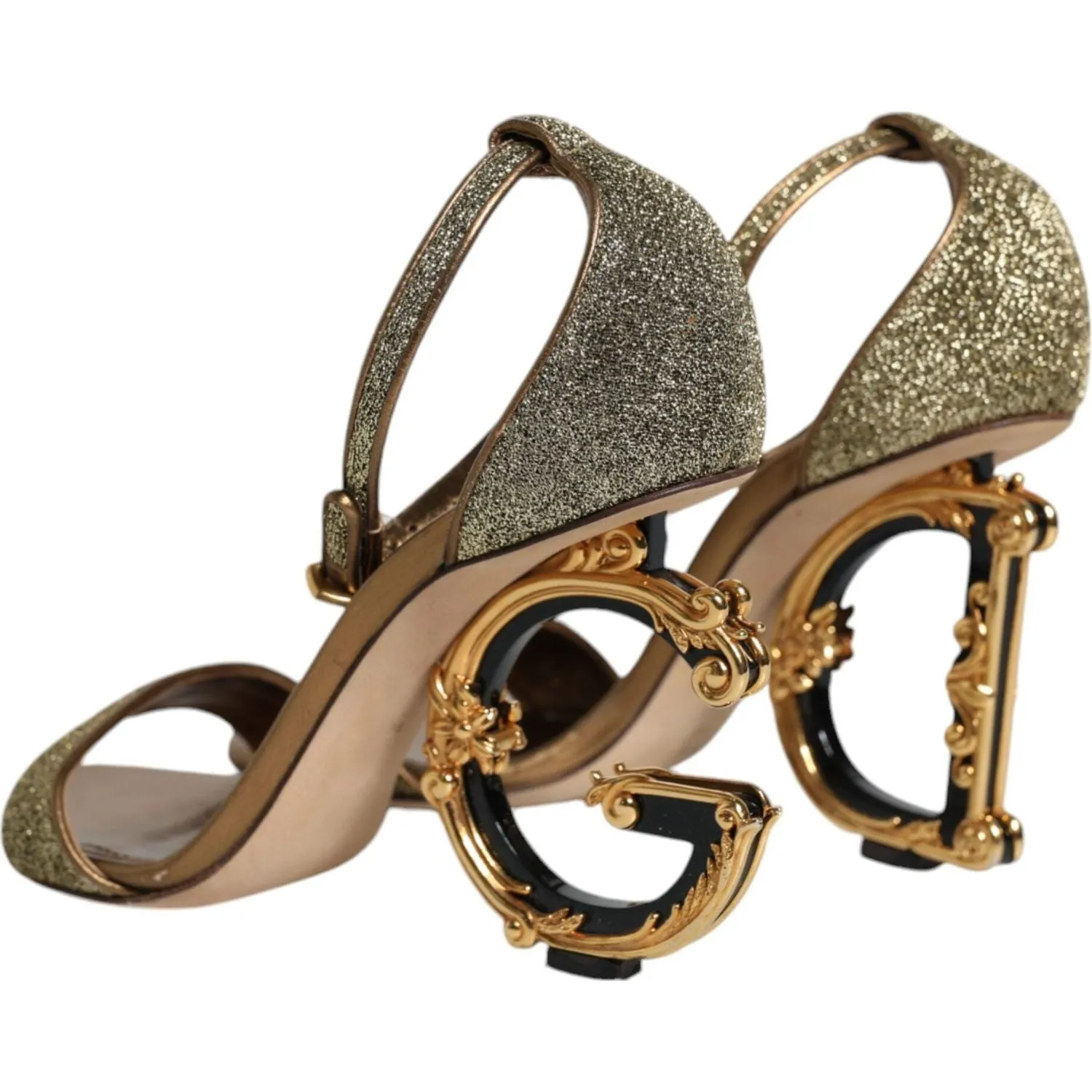 Dolce & Gabbana Gold Lurex Ankle Strap Heel Sandals Shoes