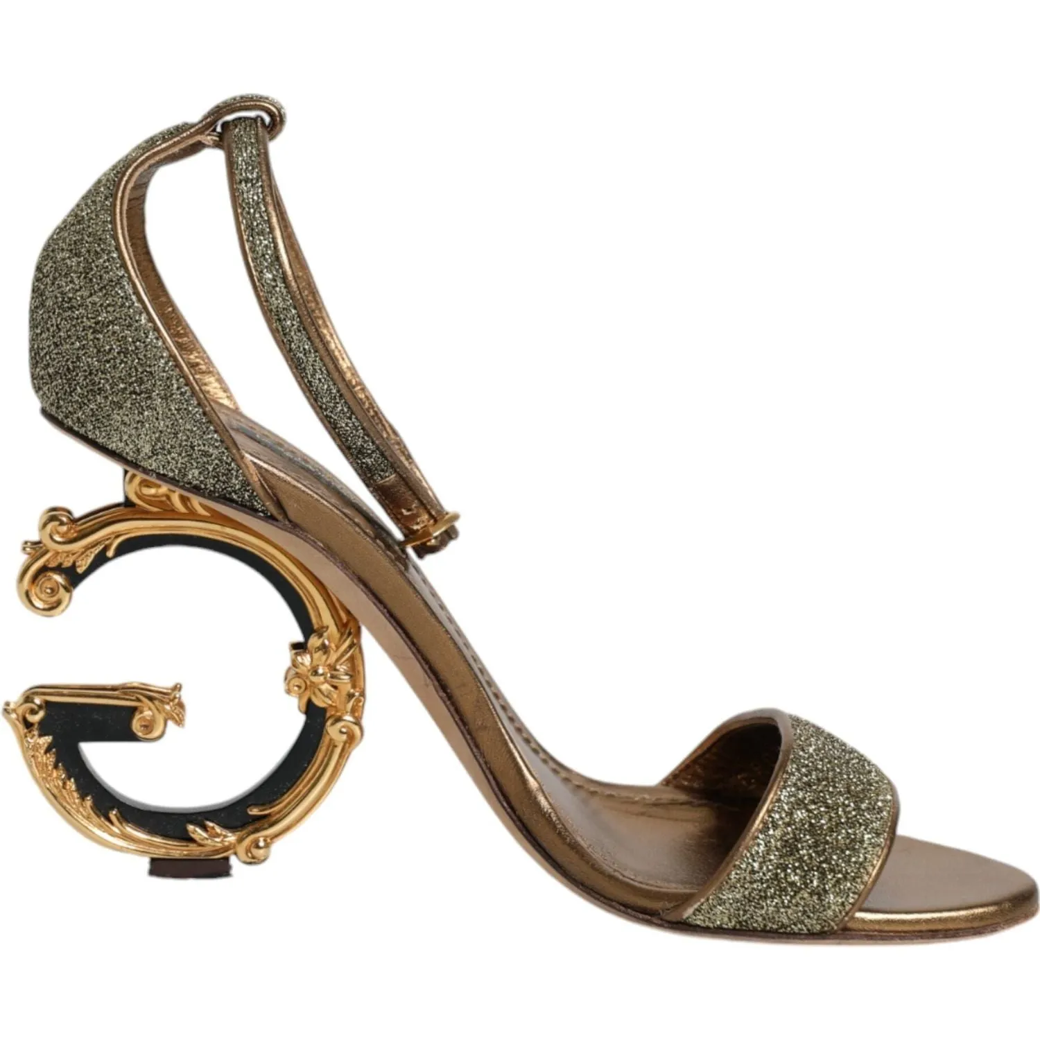 Dolce & Gabbana Gold Lurex Ankle Strap Heel Sandals Shoes