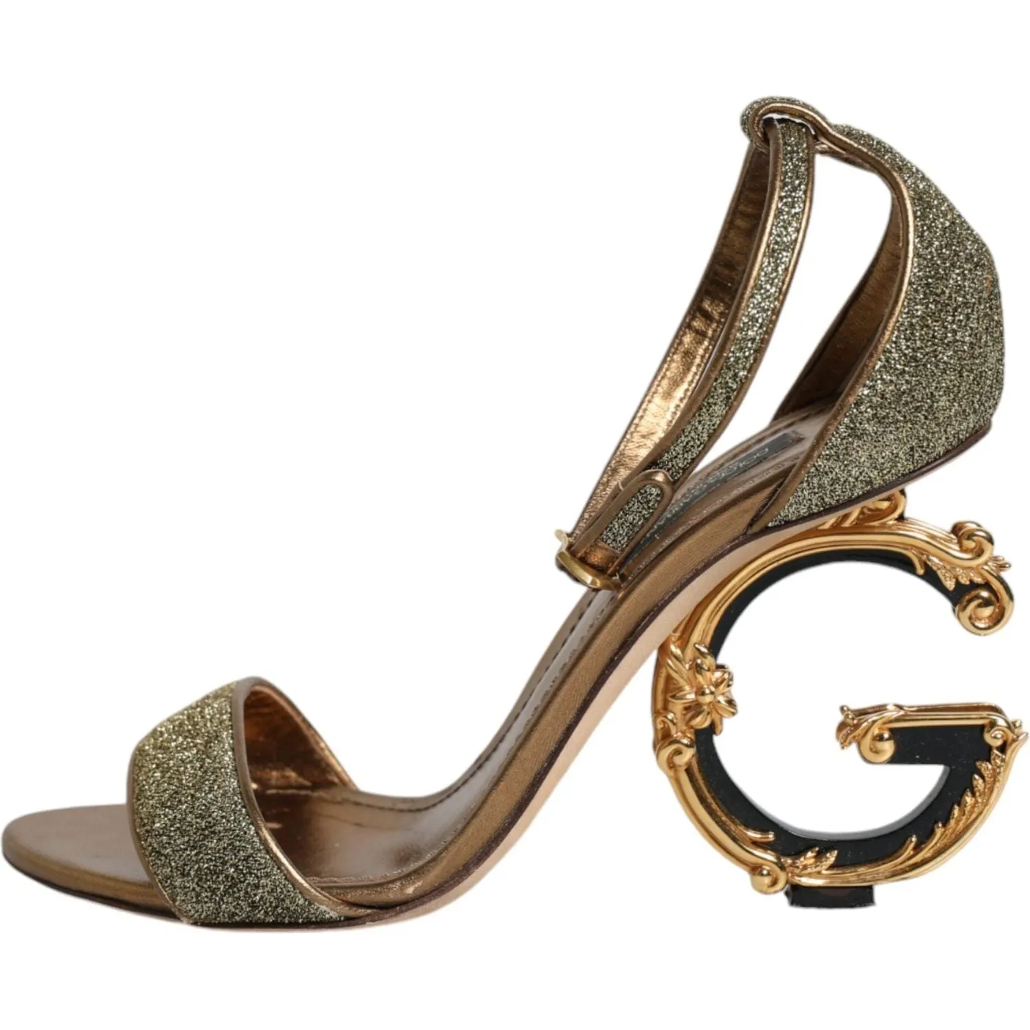 Dolce & Gabbana Gold Lurex Ankle Strap Heel Sandals Shoes