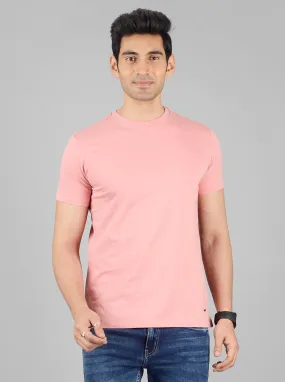 Dusty Pink Solid Slim Fit T-shirt | JadeBlue