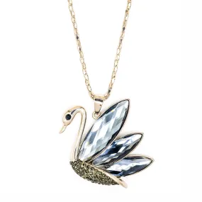 Empire Cove Swan Pendant Necklace Silver Toned Rhinestone Fashion Jewelry