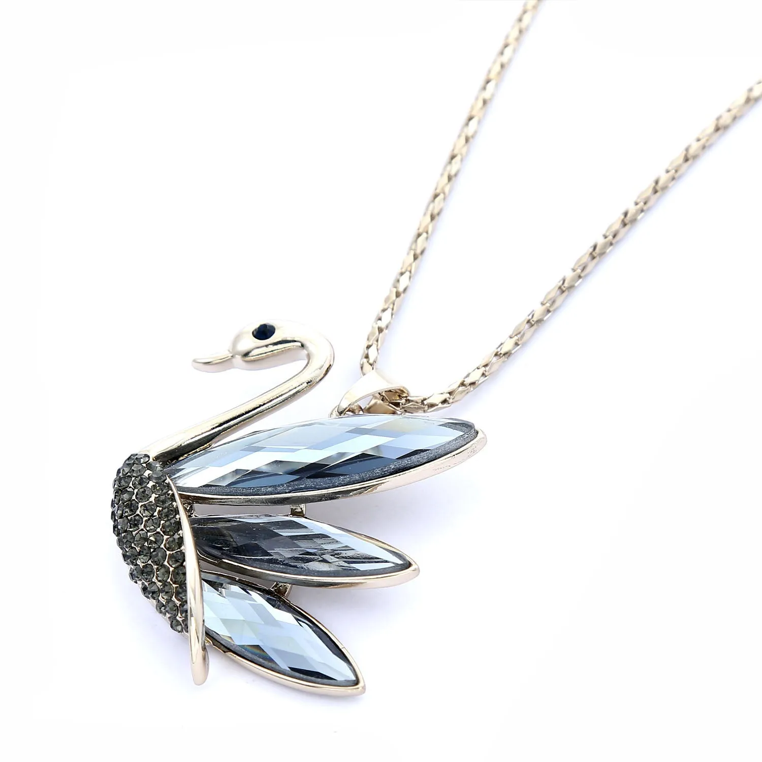 Empire Cove Swan Pendant Necklace Silver Toned Rhinestone Fashion Jewelry