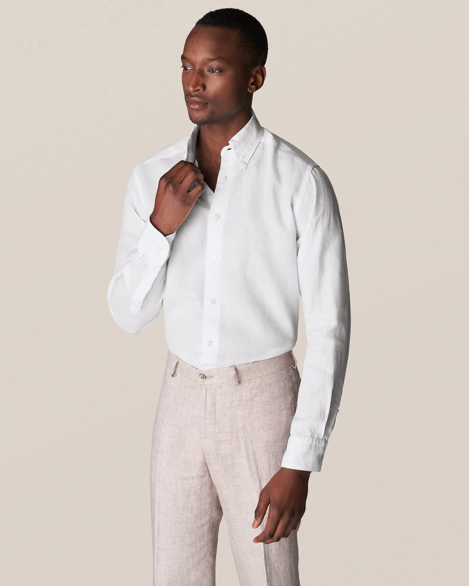 ETON 10000321800 WHITE SLIM LINEN SC SHIRT