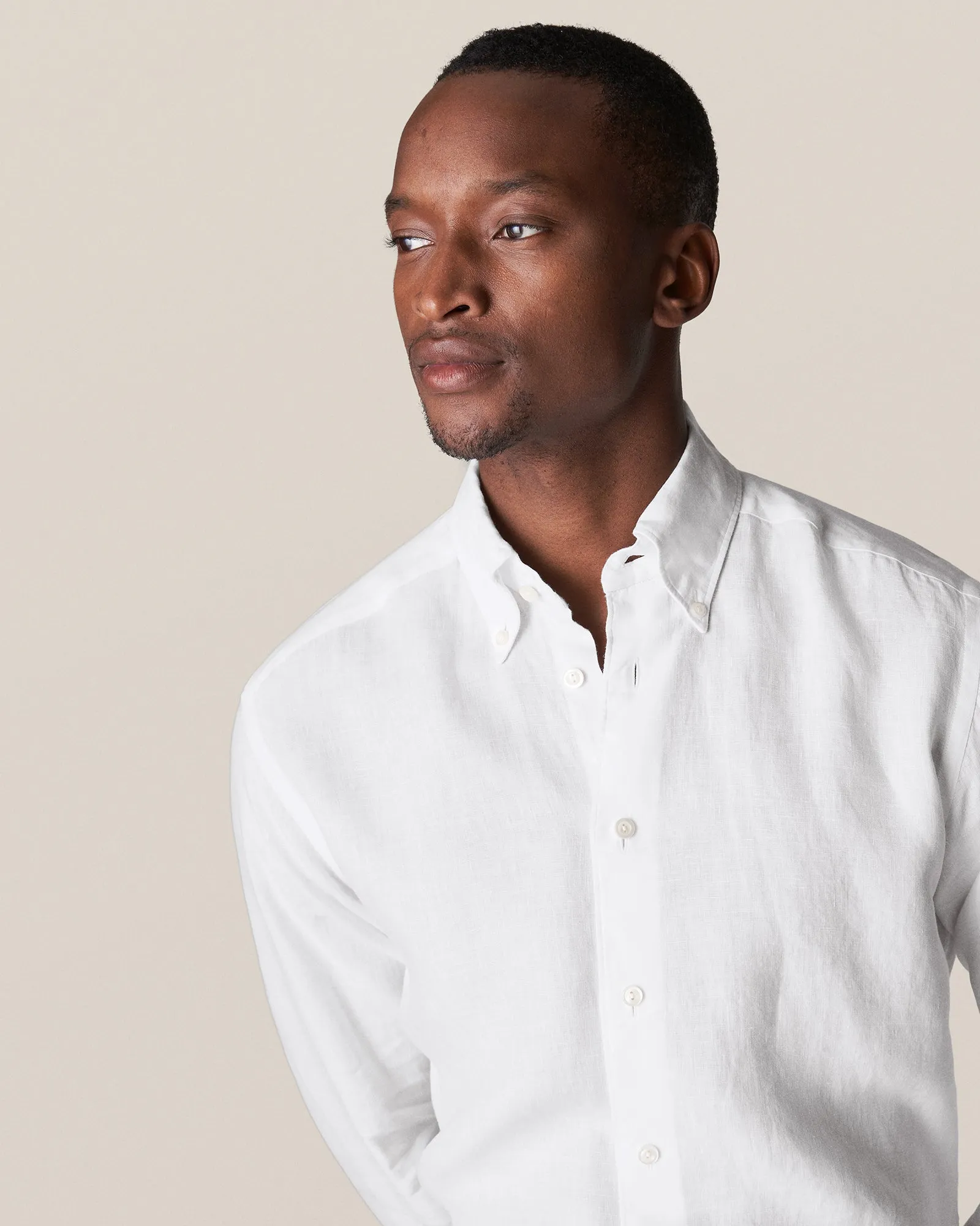 ETON 10000321800 WHITE SLIM LINEN SC SHIRT