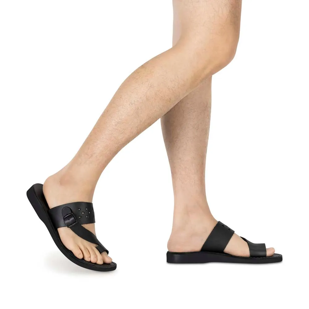 Ezra - Leather Cut Out Sandal | Black