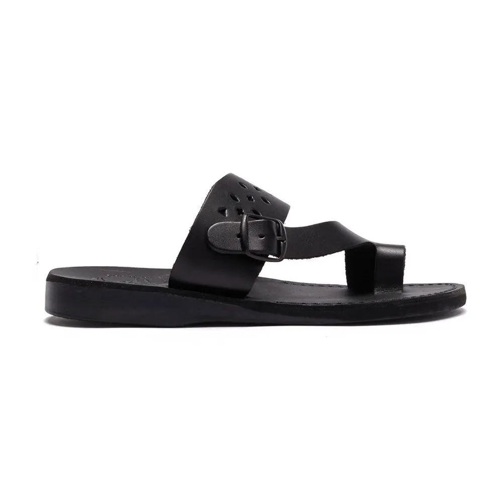 Ezra - Leather Cut Out Sandal | Black