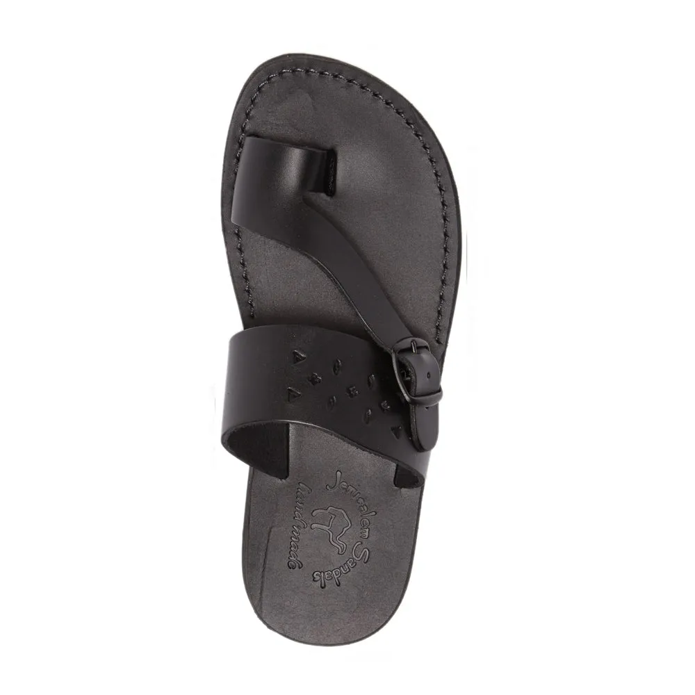 Ezra - Leather Cut Out Sandal | Black