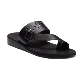 Ezra - Leather Cut Out Sandal | Black