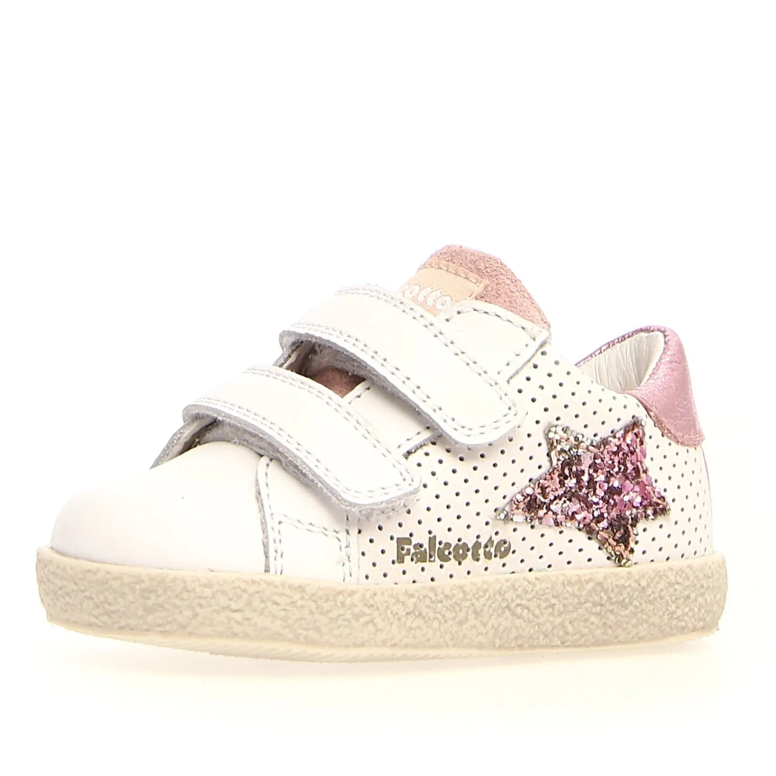 Falcotto Alnoite VL Girl's Sneakers - Metallic White/Pink