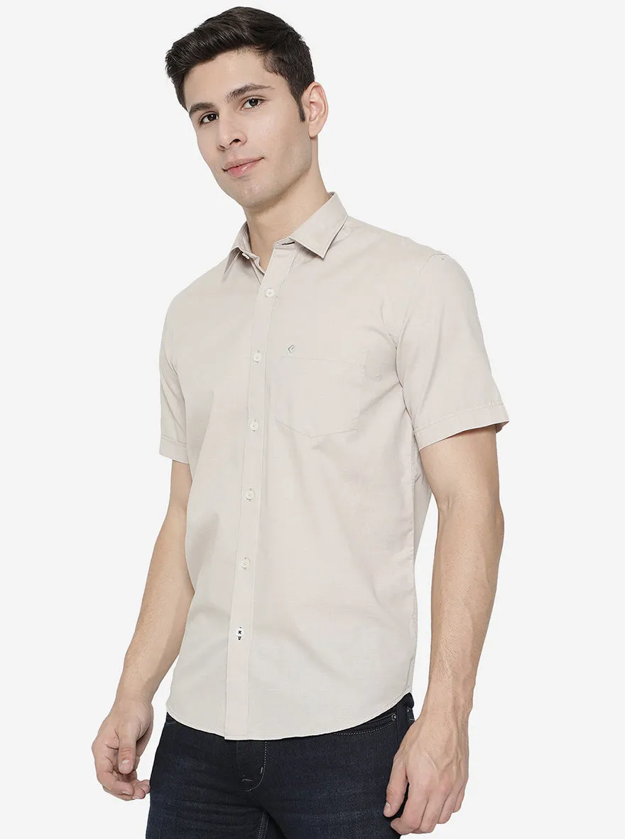 Feather Grey Solid Slim Fit Casual Shirt | Greenfibre