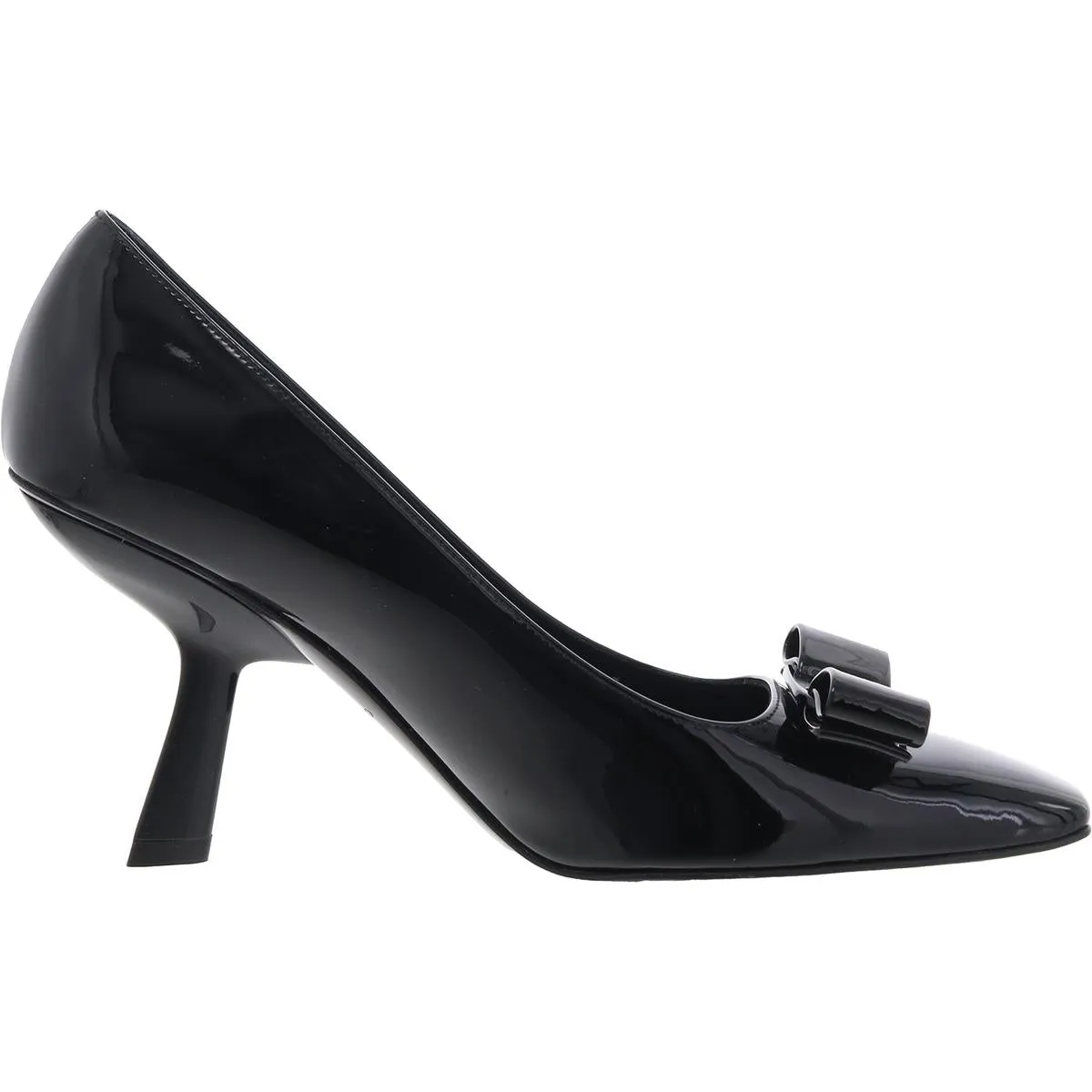 Ferragamo Womens Anz 85 Patent Leather Bow Pumps