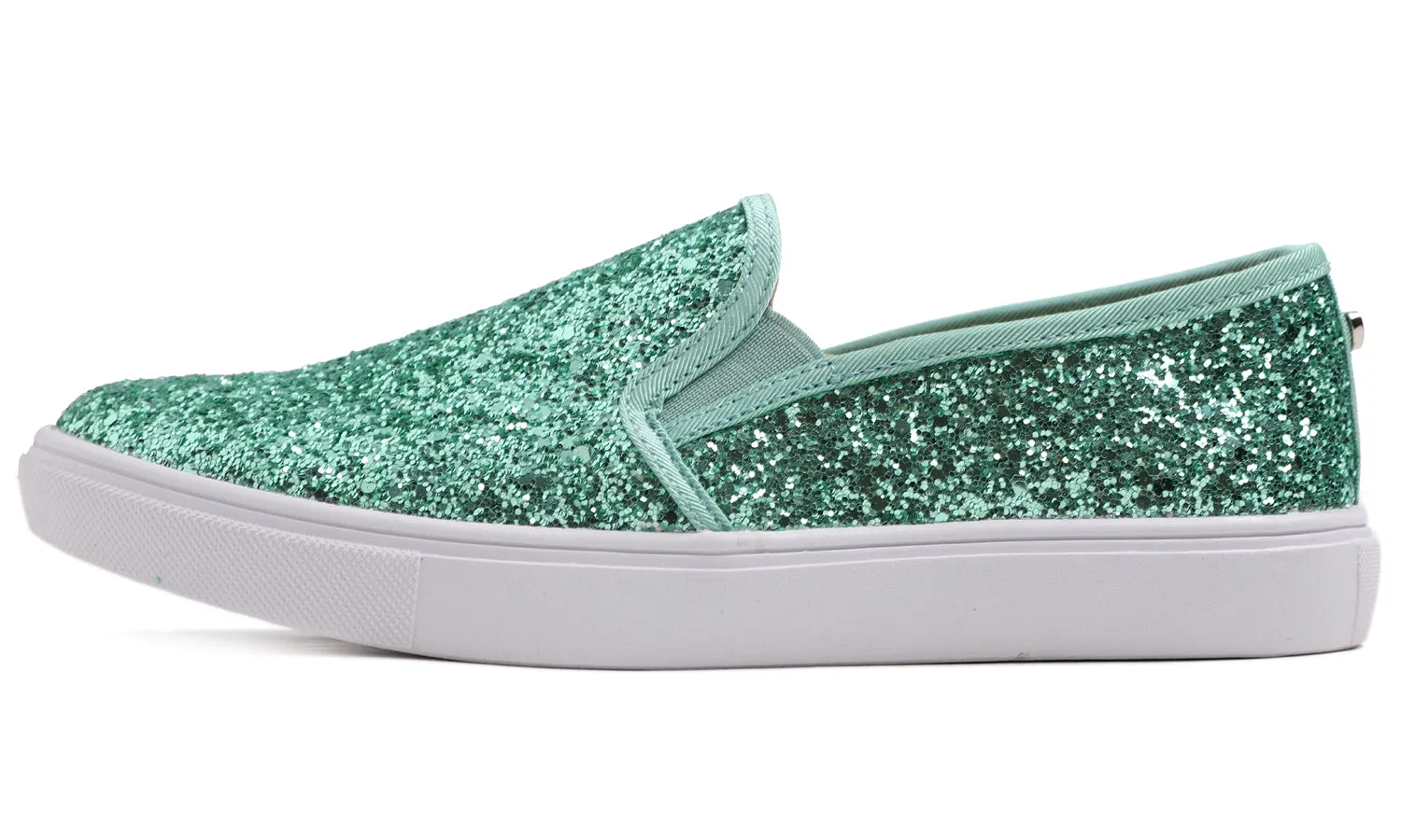 Feversole Women's Glitter Jade Green Slip On Sneaker Casual Flat Loafers