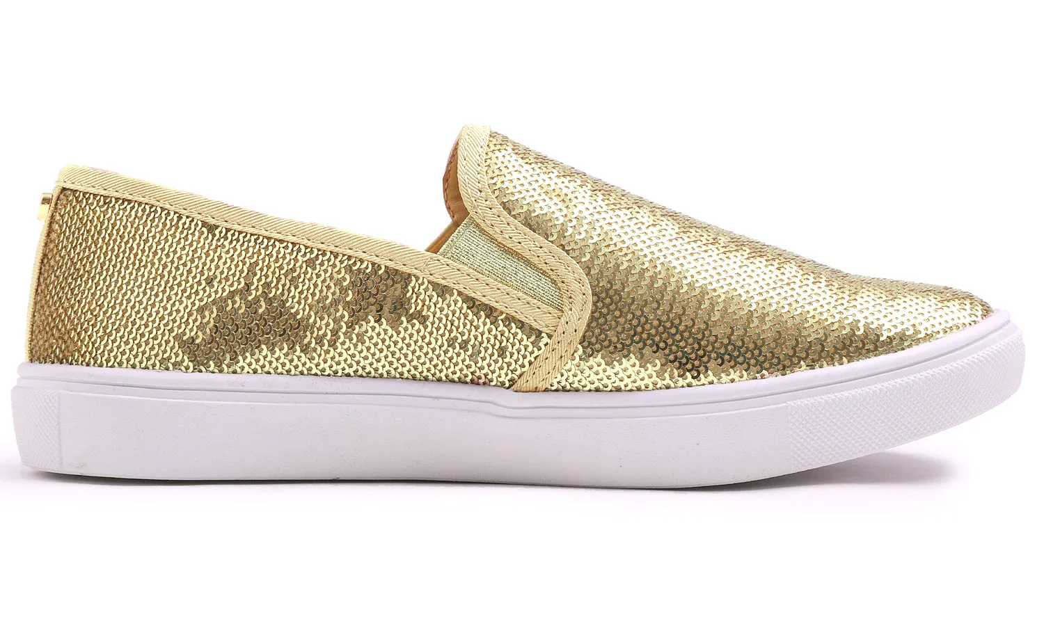 Feversole Women's Gold Sequin Slip On Sneaker Casual Flat Loafers