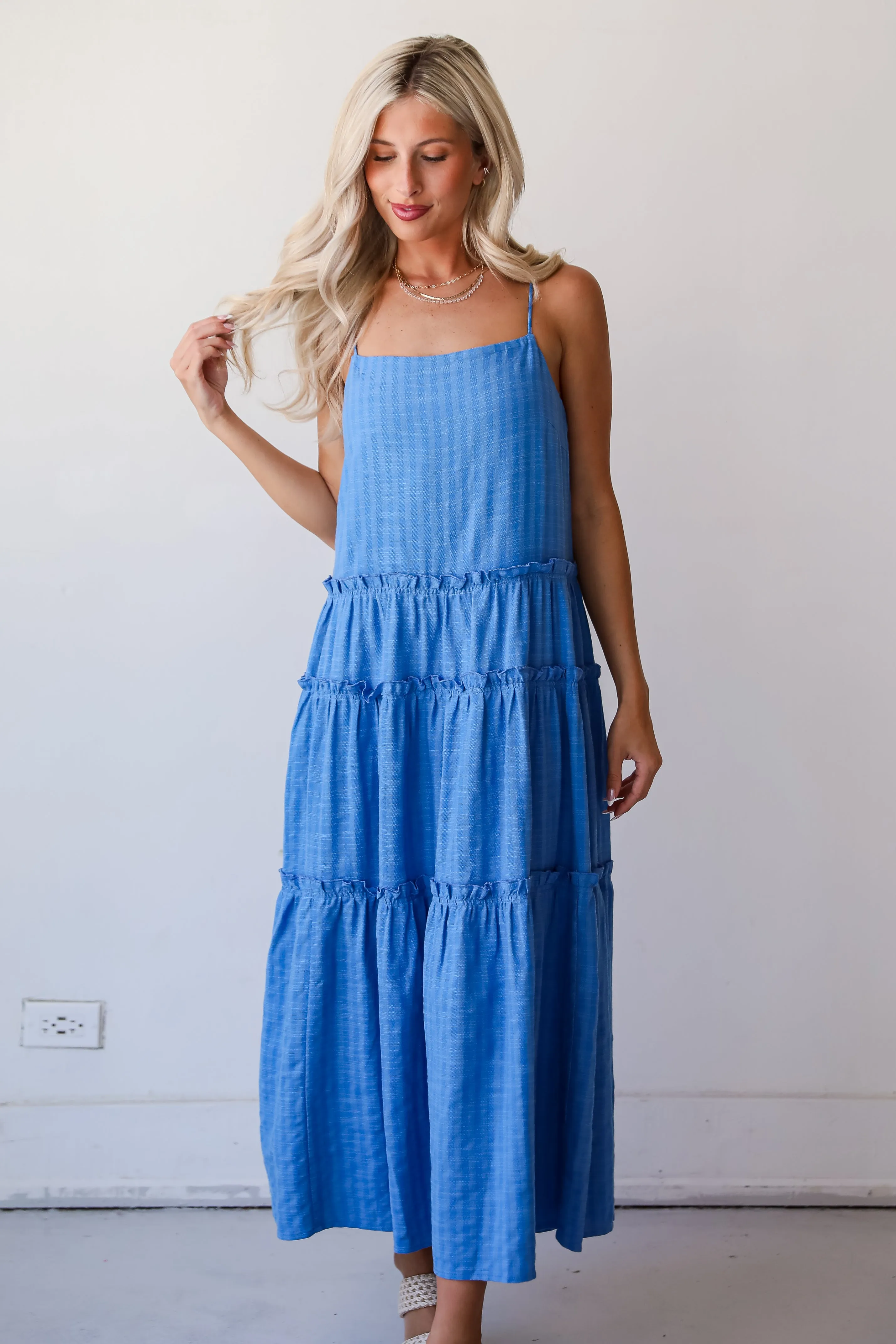 FINAL SALE - Uncommon Charm Blue Tiered Maxi Dress