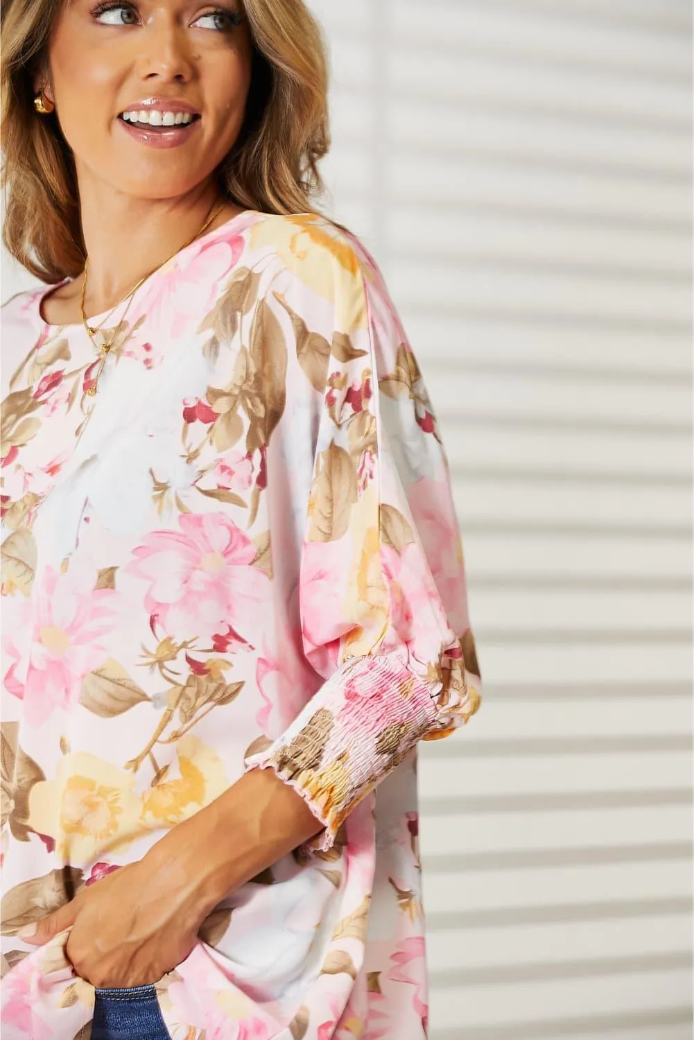 Floral Three-Quarter Sleeve Top