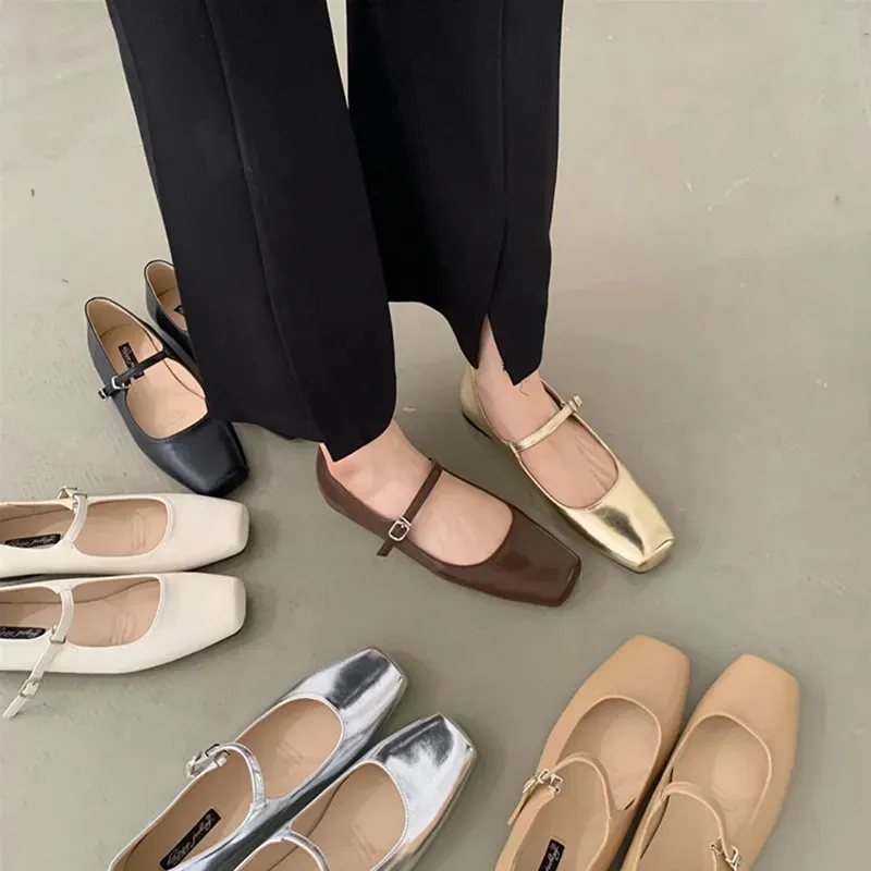 Garcelle Square Toe Mary Jane Ballet Flats