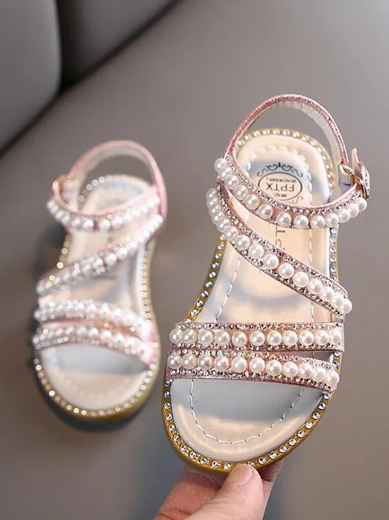 Girl Pearls and Glitter Sandals By Liv and Mia