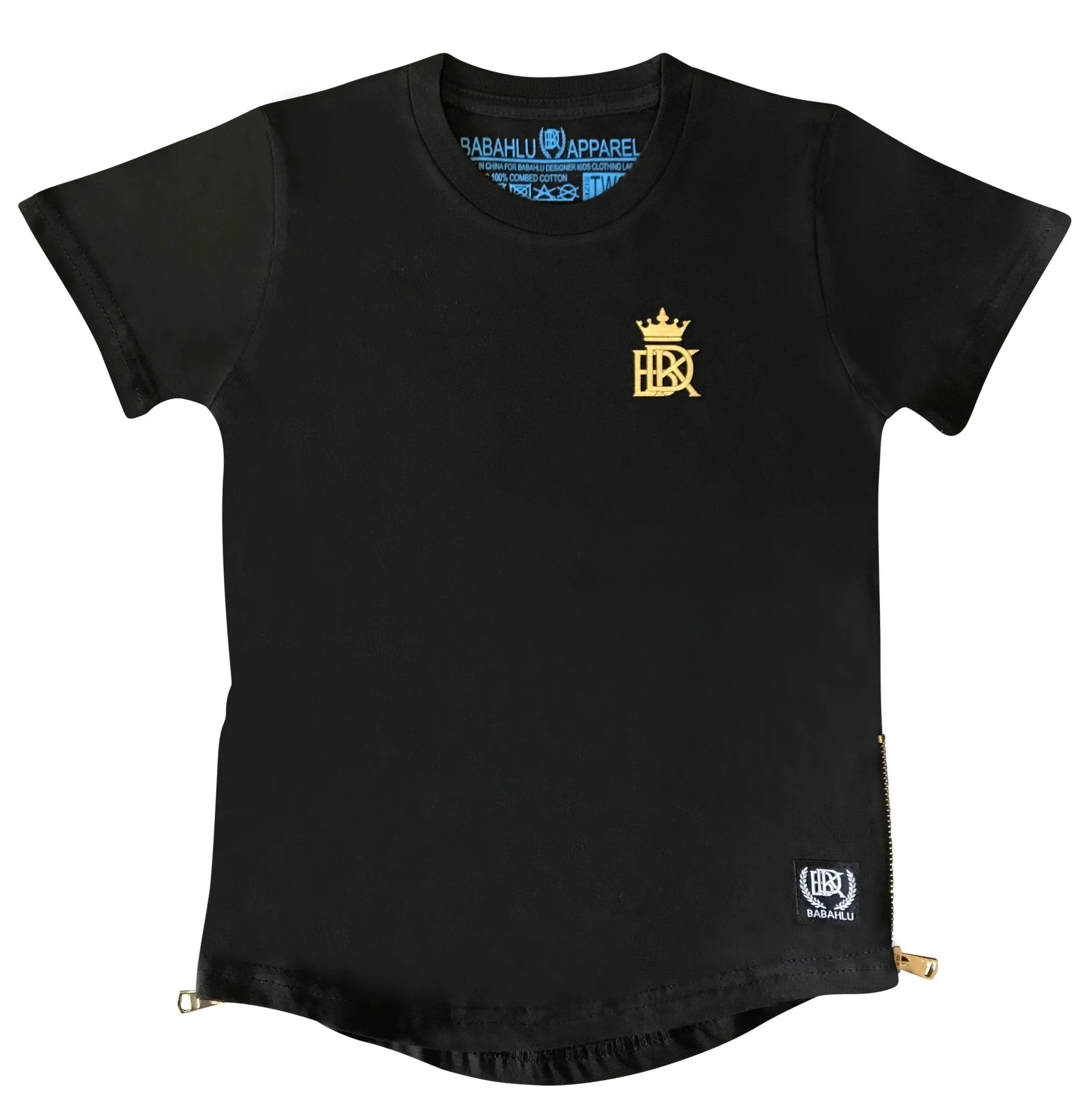 Gold Zipper Black T Shirt