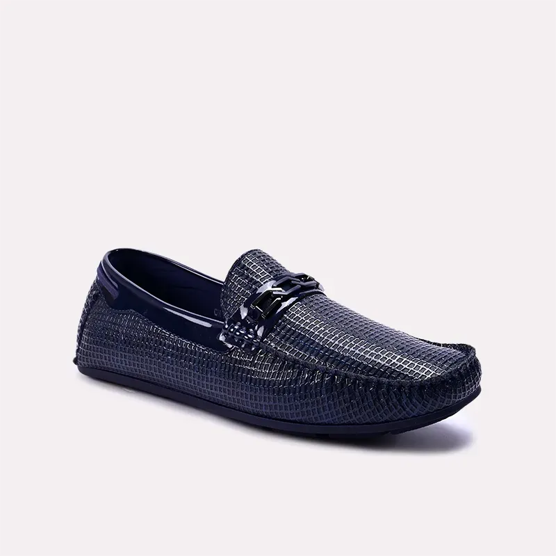 Halston Blue Textured Loafers 0130871