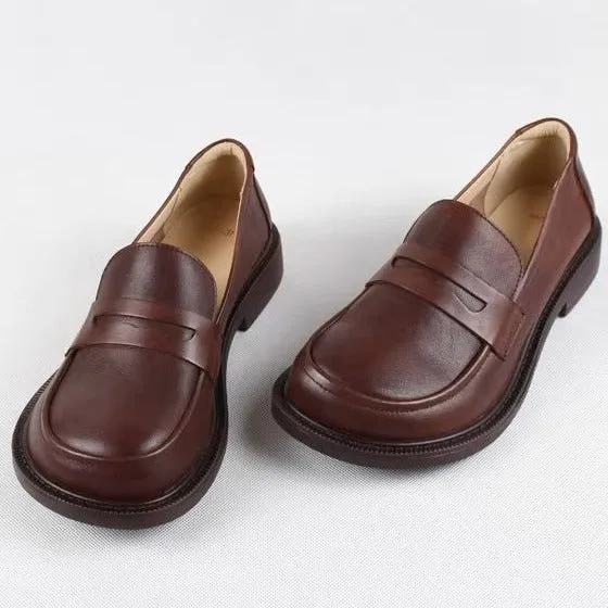 Handmade Women Loafers Big Toe Comfortable Soft Leather Shoes