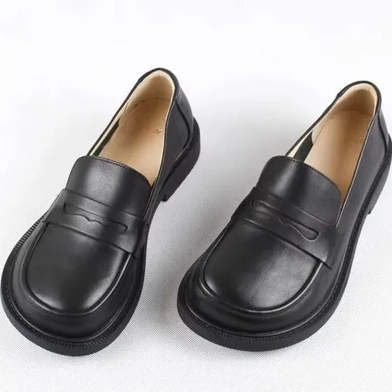 Handmade Women Loafers Big Toe Comfortable Soft Leather Shoes