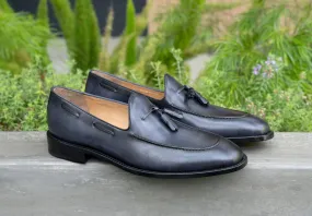 Jean Pierre Calfskin Tasseled Loafer Charcoal