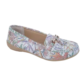 Jo & Joe Rio White/Multi Womens Casual Comfort Leather Loafers