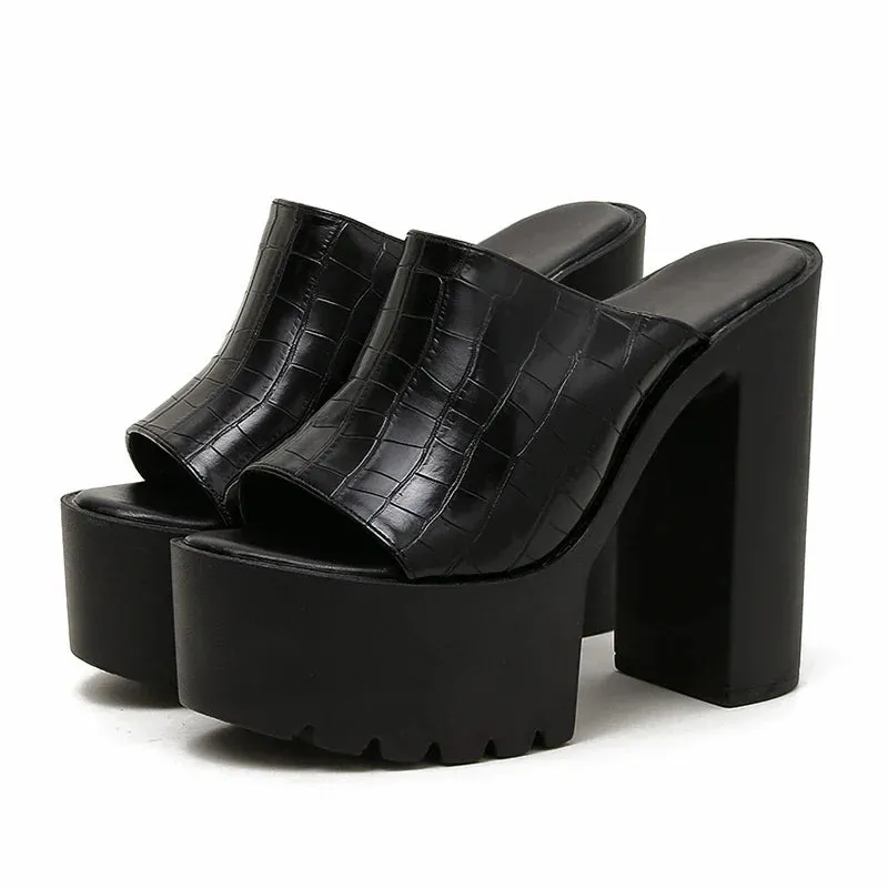 Joskaa 2024 New Black Platform Chunky Sandals For Womens