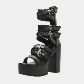 Joskaa 2024 New Strappy Sandals Chunky Heel