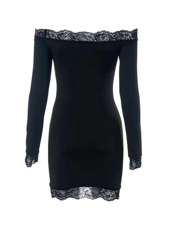 LANFUBEISI - Lace Bandeau Slim Mini Dress