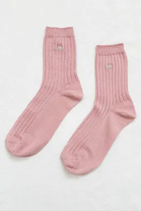 Le Bon Shoppe - Embroidered Her Socks | Pink Soda