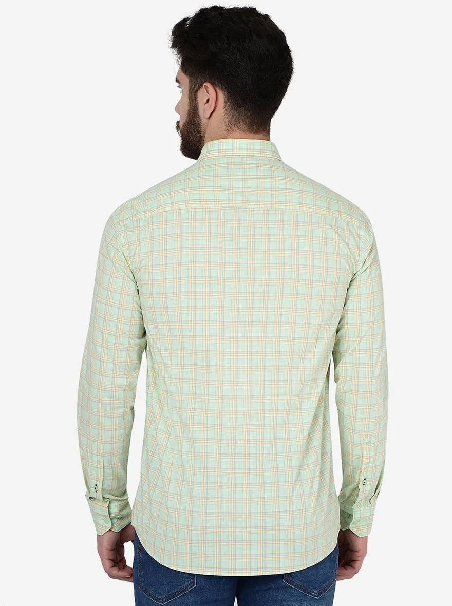 Lettuce Green Checked Slim Fit Semi Casual Shirt | JadeBlue