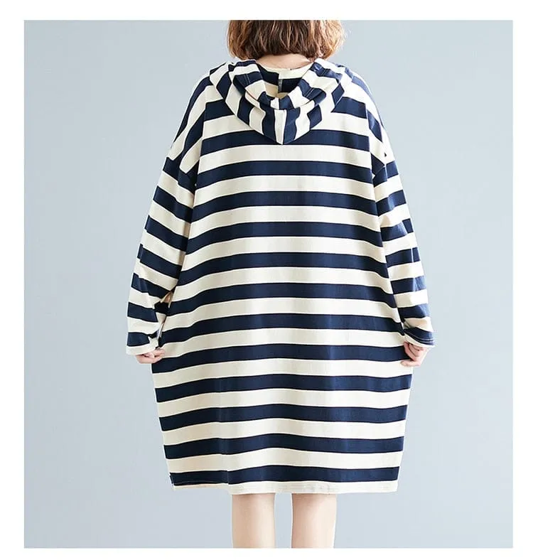 Long Sleeves Striped Midi Dress