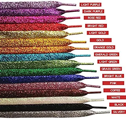 MarJunSep | Shimmery glitter 42" Solid Colors Flat Shoelaces